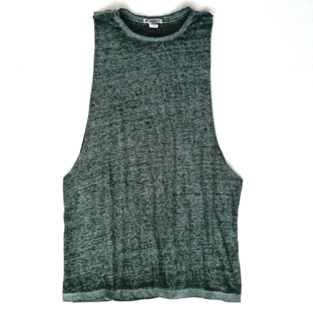 Forever 21 Women's Marled Hunter Green Semi Sheer Workout/ Casual Tank Top M